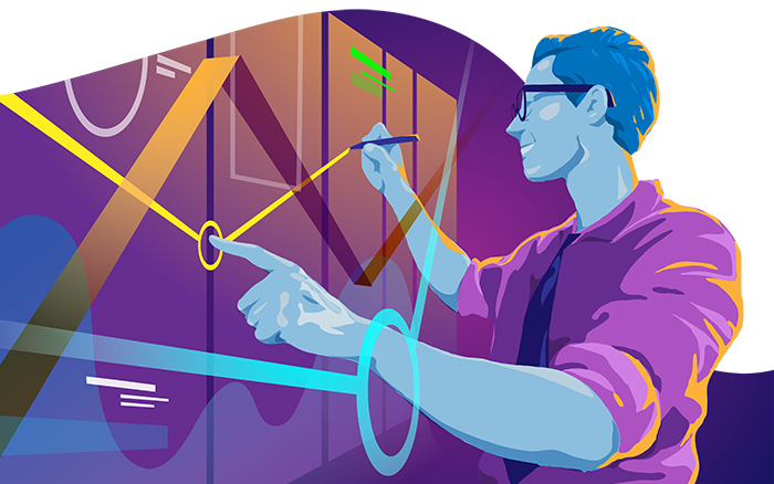 Graphic of Man Charting Steps on a Graph